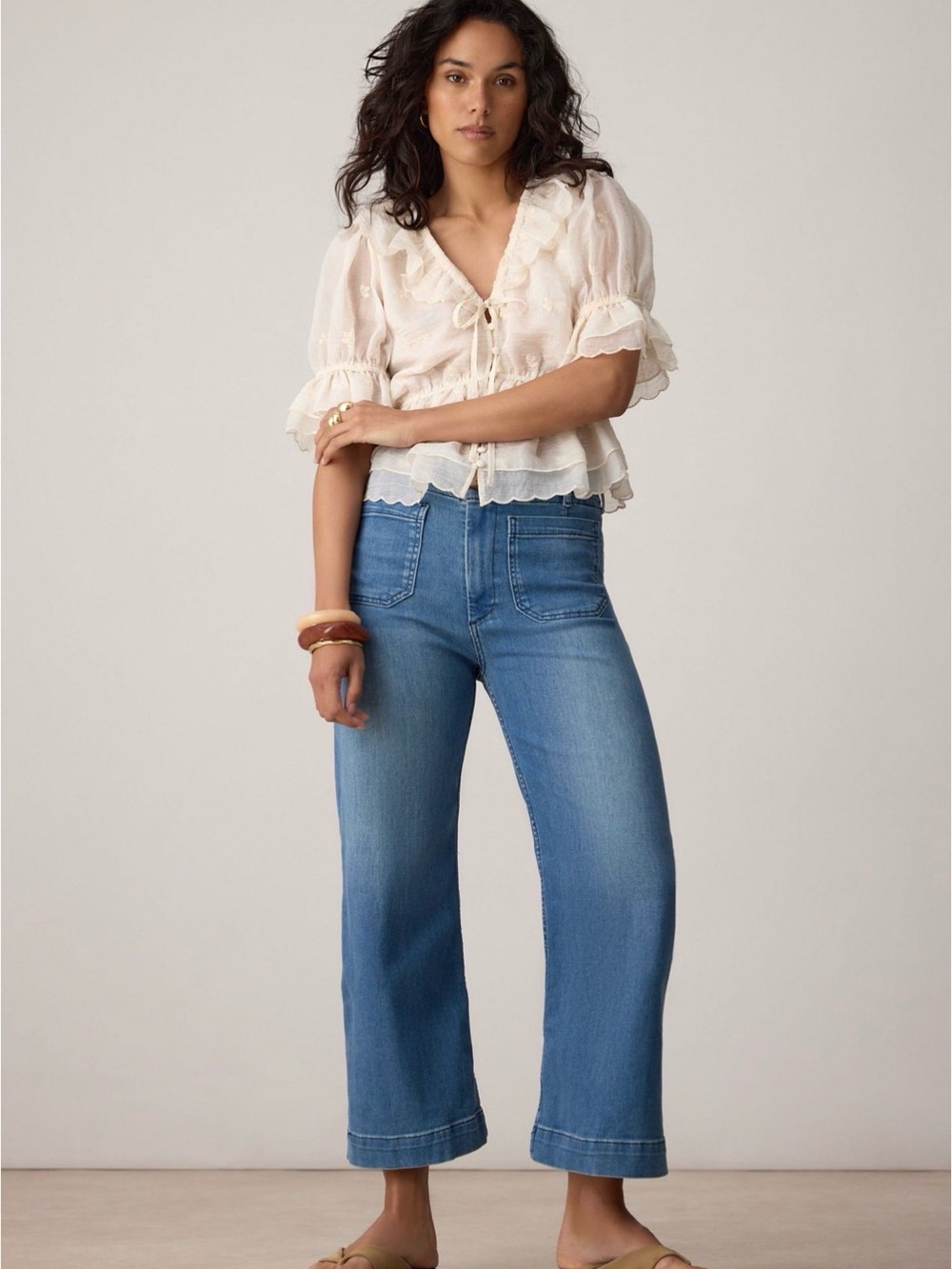 Like New Maeve Collette High Rise Wide Leg Cropped Jeans - 32 Tall